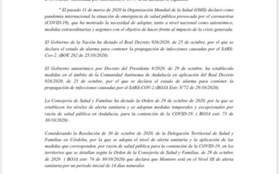 El Ayuntamiento de Montoro ordena nuevas medidas para tratar de frenar los contagios por COVID-19.